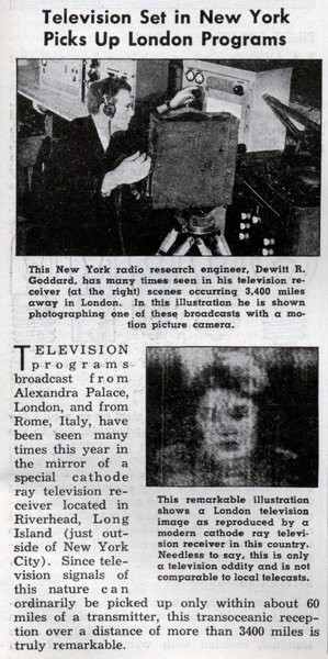 1939: New York TV Set Receives London Signal