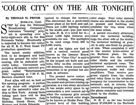 1955: NBC "Color City" On The Air Tonight