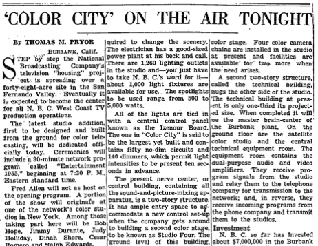 1955: NBC “Color City” On The Air Tonight