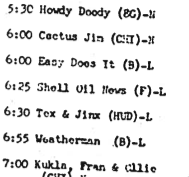 NBC Broadcast Operations, Program Schedule Sheets, 1951-58