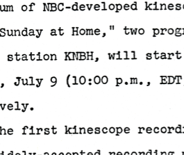 1949: First West-East Kinescope