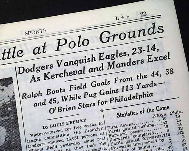 1939 witnesses the NFL's first televised game
